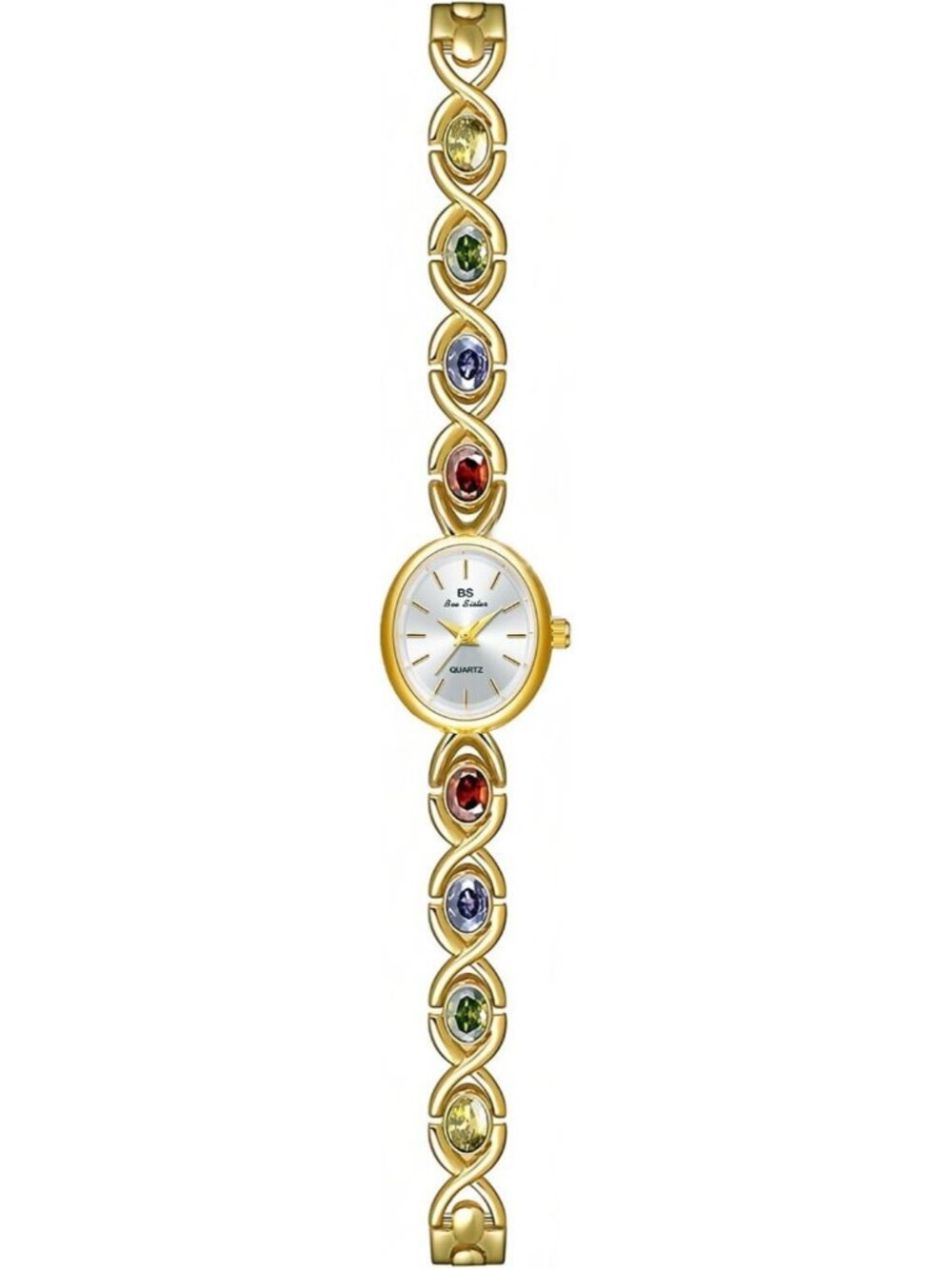 Women's Gold Vintage Bracelet Elegant Jade Oval Dial Quartz Dress Wrist Watch